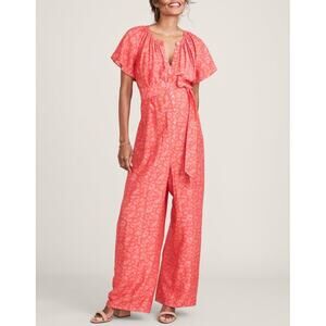 HATCH Collection Regina Jumpsuit Strawberry Coral Pink Floral SZ XS Maternity